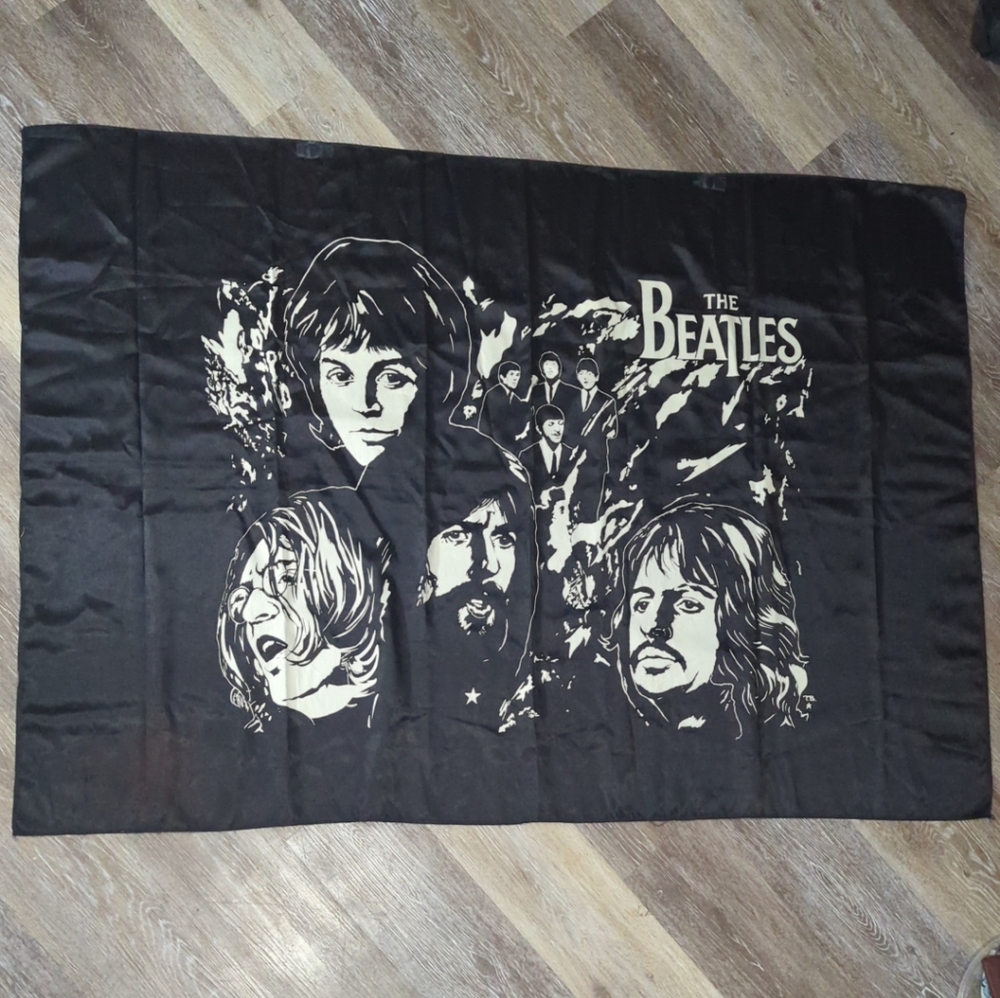 Vintage The Beatles Wall Tapestry Black And White Screen Printed